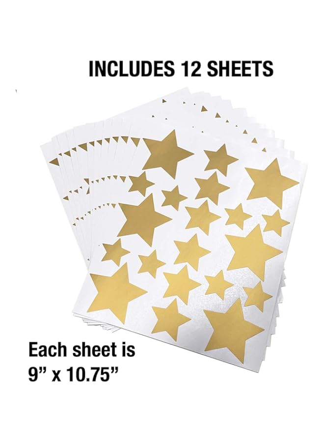Raxoom BPA Peel-and-Stick Assorted Metallic Matte Gold Stars Vinyl Wall Decal Set, 240 ct. - Image 5