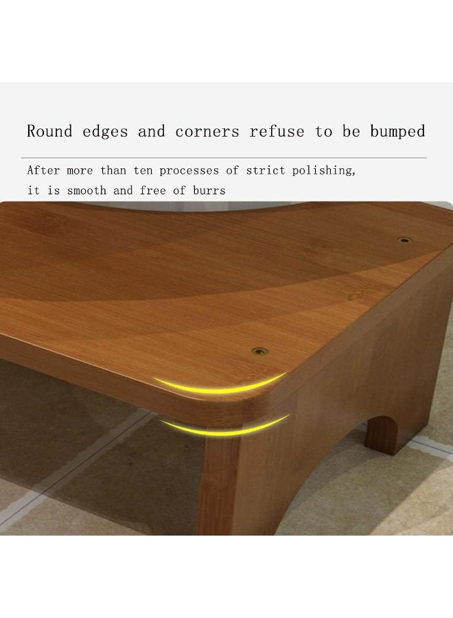 Wooden Toilet Squat Stool Footrest, Non-Slip Anti-Constipation Bathroom Footstool for Adults, Tea Color - Image 4