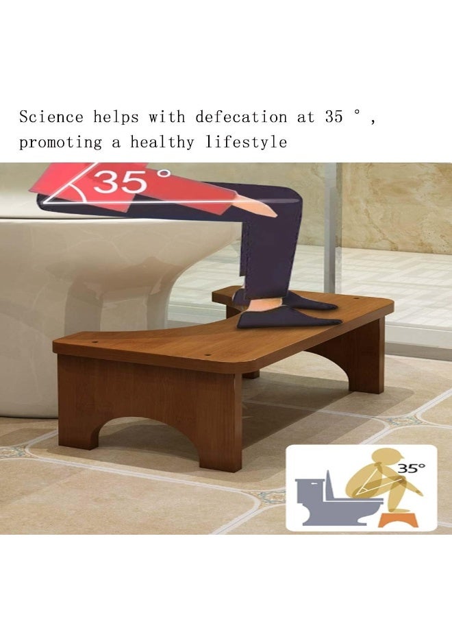 Wooden Toilet Squat Stool Footrest, Non-Slip Anti-Constipation Bathroom Footstool for Adults, Tea Color - Image 3