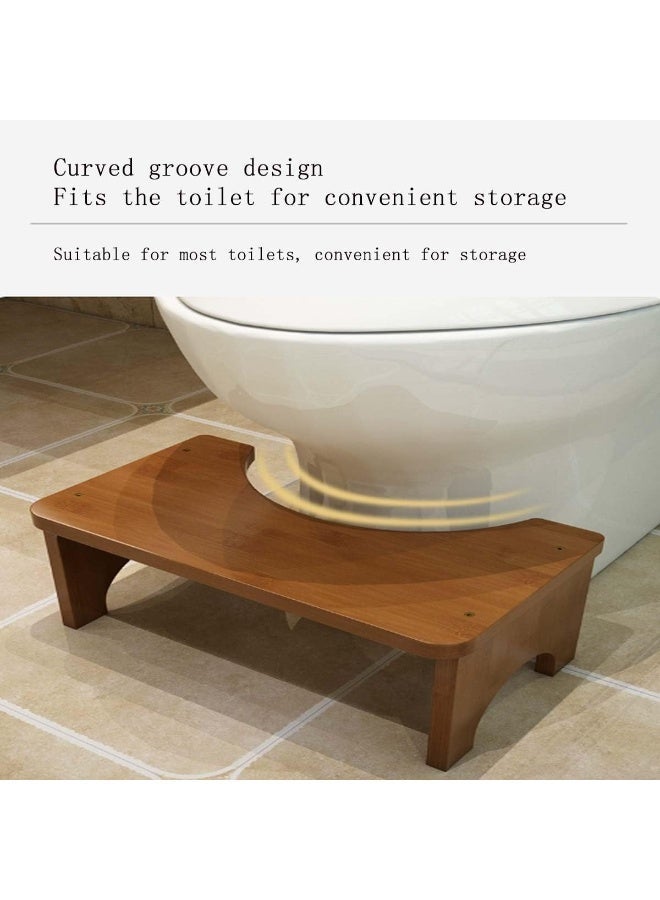 Wooden Toilet Squat Stool Footrest, Non-Slip Anti-Constipation Bathroom Footstool for Adults, Tea Color - Image 2