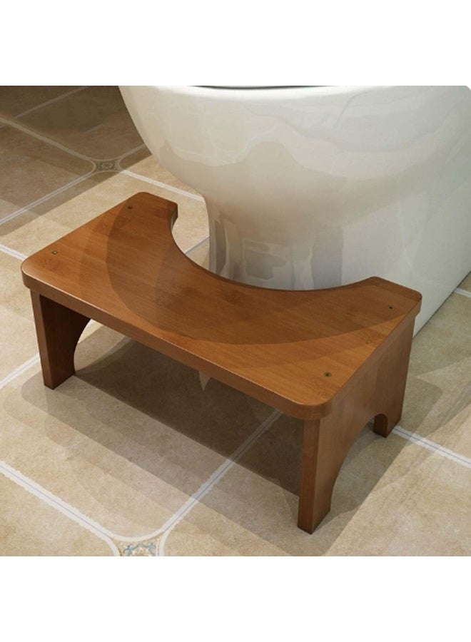 Wooden Toilet Squat Stool Footrest, Non-Slip Anti-Constipation Bathroom Footstool for Adults, Tea Color - Image 1