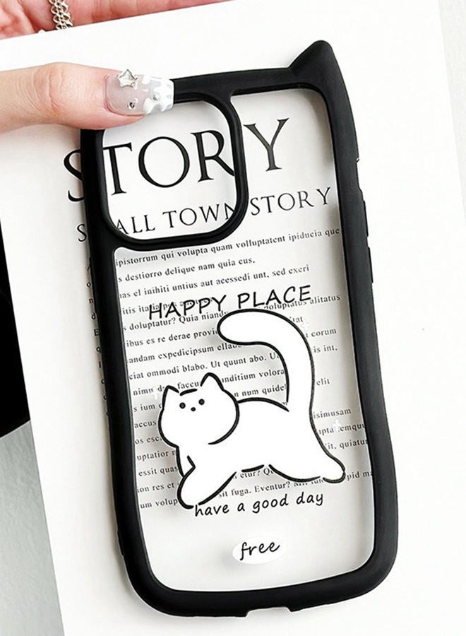 for iPhone 16 Pro Case，Cute 3D Cat's Ears，Raised Camera Lens Protector，Thickened Edge Protection，Lovely Silicone Soft Protective Shockproof Phone Cover， Cat - Image 2