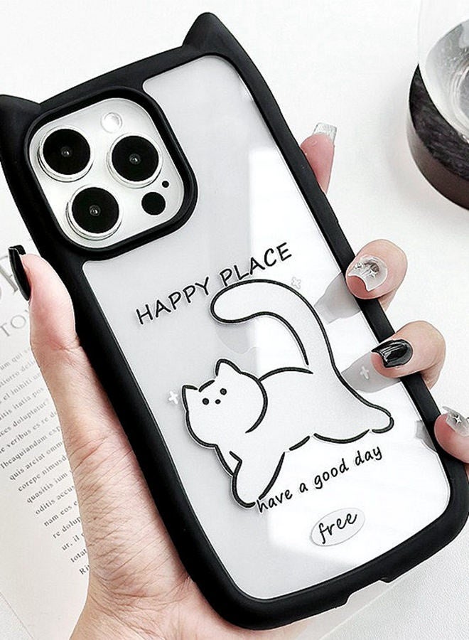 for iPhone 16 Pro Case，Cute 3D Cat's Ears，Raised Camera Lens Protector，Thickened Edge Protection，Lovely Silicone Soft Protective Shockproof Phone Cover， Cat - Image 3