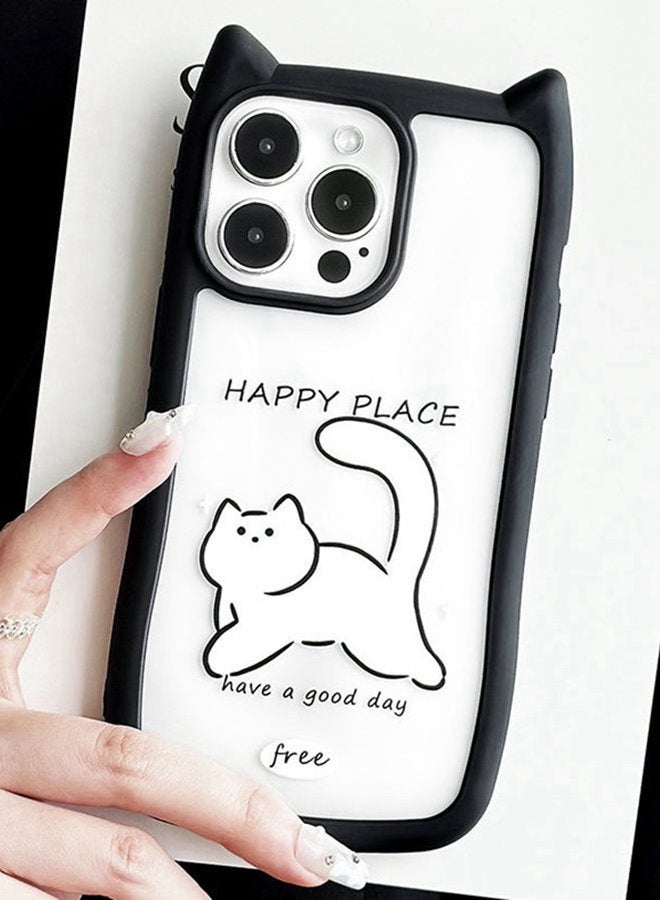 for iPhone 16 Pro Case，Cute 3D Cat's Ears，Raised Camera Lens Protector，Thickened Edge Protection，Lovely Silicone Soft Protective Shockproof Phone Cover， Cat - Image 4