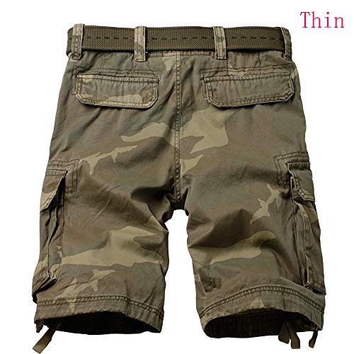 AKARMY Men's Camo Cargo Shorts Outdoor Multi-Pocket Cotton Casual Shorts with No Belt 8062 C34 Retro Camo Thin 34 - Image 2