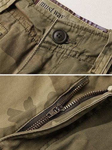 AKARMY Men's Camo Cargo Shorts Outdoor Multi-Pocket Cotton Casual Shorts with No Belt 8062 C34 Retro Camo Thin 34 - Image 3