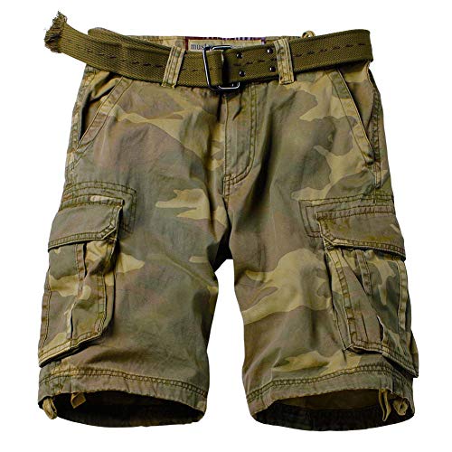AKARMY Men's Camo Cargo Shorts Outdoor Multi-Pocket Cotton Casual Shorts with No Belt 8062 C34 Retro Camo Thin 34 - Image 1