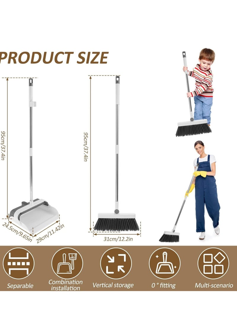 Adjustable Broom and Dustpan Set with 180 Degree Rotating Brush and Standing Dust Pan for Efficient Indoor and Outdoor Cleaning - Image 2