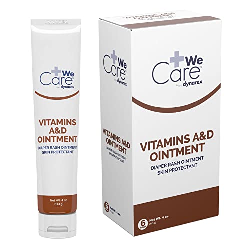 Dynarex Vitamins A D Ointment Ointment with Vitamin A and Vitamin D for Body Chaffing Diaper Rash Cuts 6 Boxes of 144 5g Packs