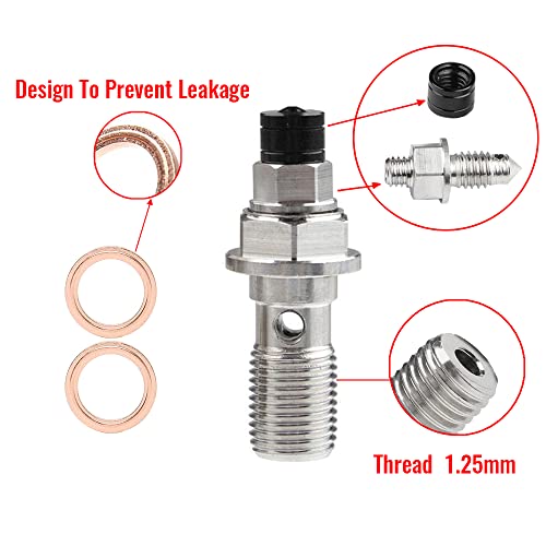 LE LEFOSSI Universal M10x1.25mm Stainless Steel Banjo Bolts Bleed Screw, Motorcycle Brake Master Cylinder Caliper Bleed Screw, Nipple Banjo - Image 3