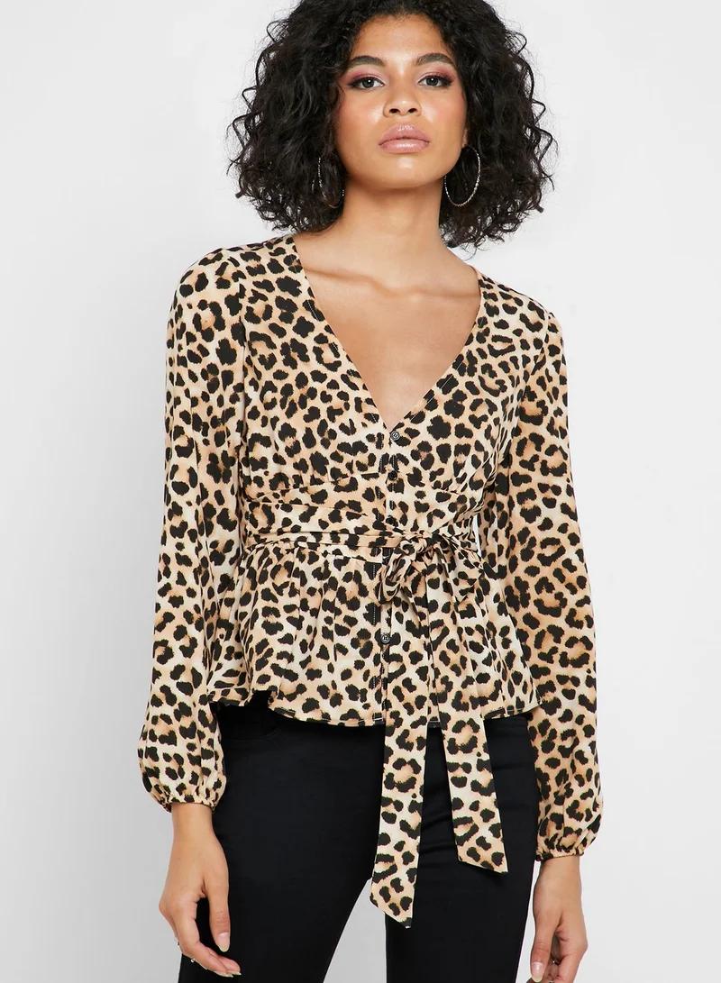 FOREVER 21 Leopard Print Wrap Top