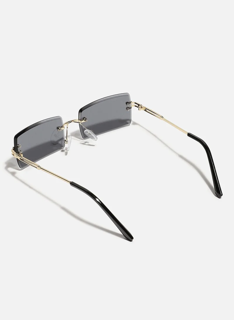 Haute Sauce Black Rectangular Sunglass