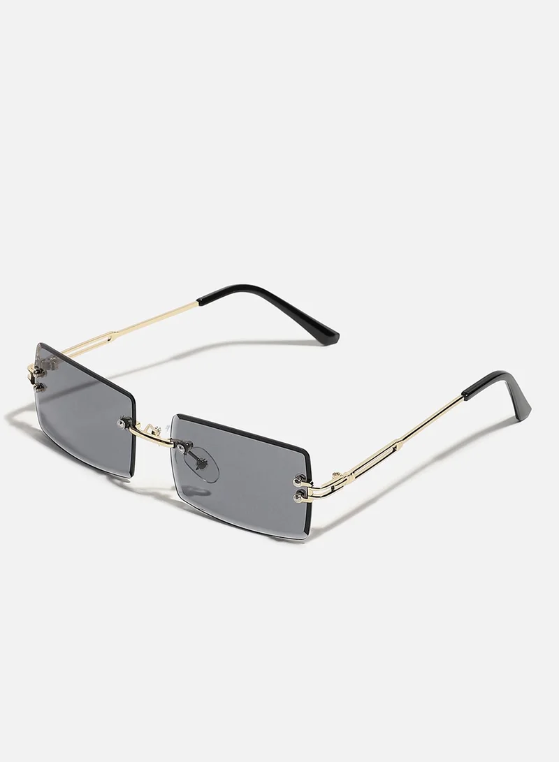 Haute Sauce Black Rectangular Sunglass