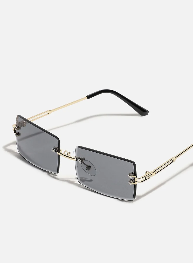 Haute Sauce Black Rectangular Sunglass