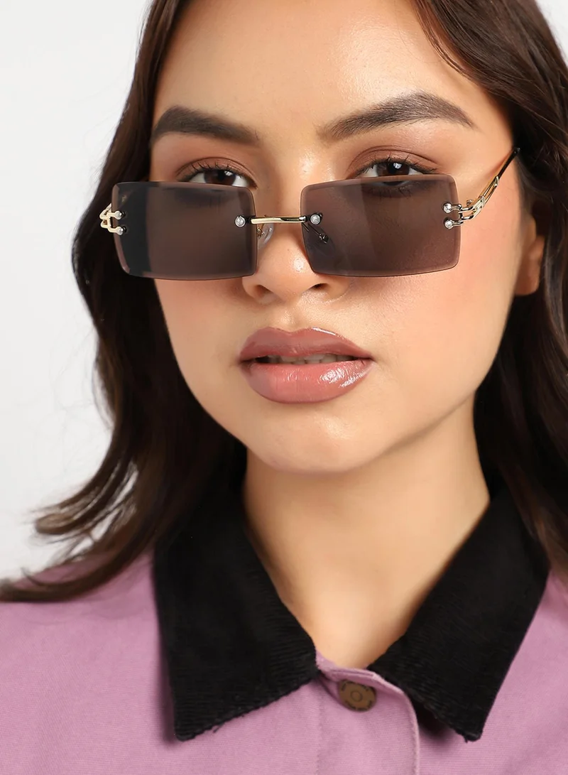 Haute Sauce Black Rectangular Sunglass