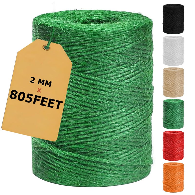 Vanhench 805ft Garden Twine, Green Twine String for Christmas Supplies Gardening Tomato Climbing Plant Tie Floristry Arts & Crafts, Hanging Planter Basket, Greenhouse Plant Accessories (Green) - Image 1