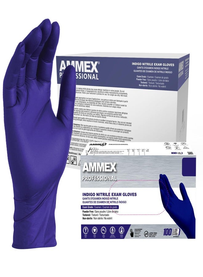 AMMEX Indigo Nitrile Exam Gloves, 3 Mil, Latex Free, Powder Free, Textured, Disposable, Non-Sterile, Food Safe - Image 1
