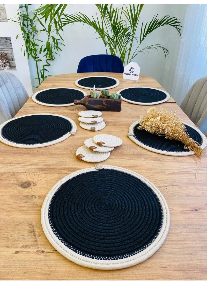 BDZ Deri BDZ Leather Wicker Jute Presentation Plate Mat American Service and Coasters 12 Pieces