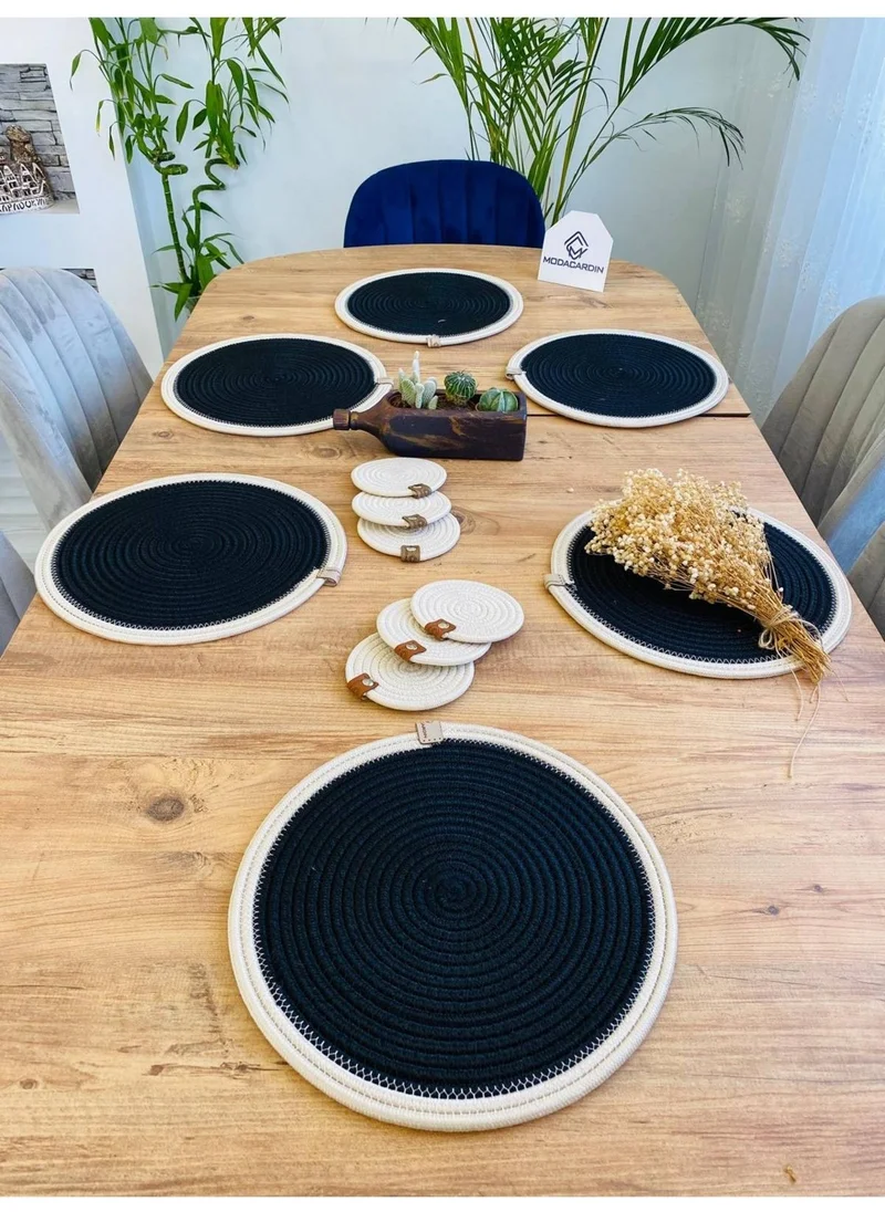 BDZ Deri BDZ Leather Wicker Jute Presentation Plate Mat American Service and Coasters 12 Pieces