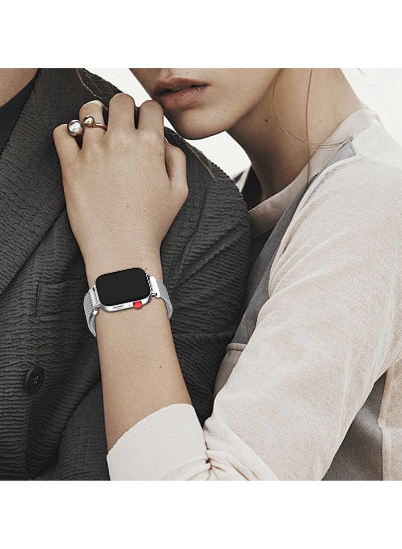 Bracelet Compatible with Huawei Watch Fit 3 Stainless Steel Replacement Strap Metal Mesh with Magnetic Closure Watch Strap for Men and Women Bracelets (Silver)  - Image 3