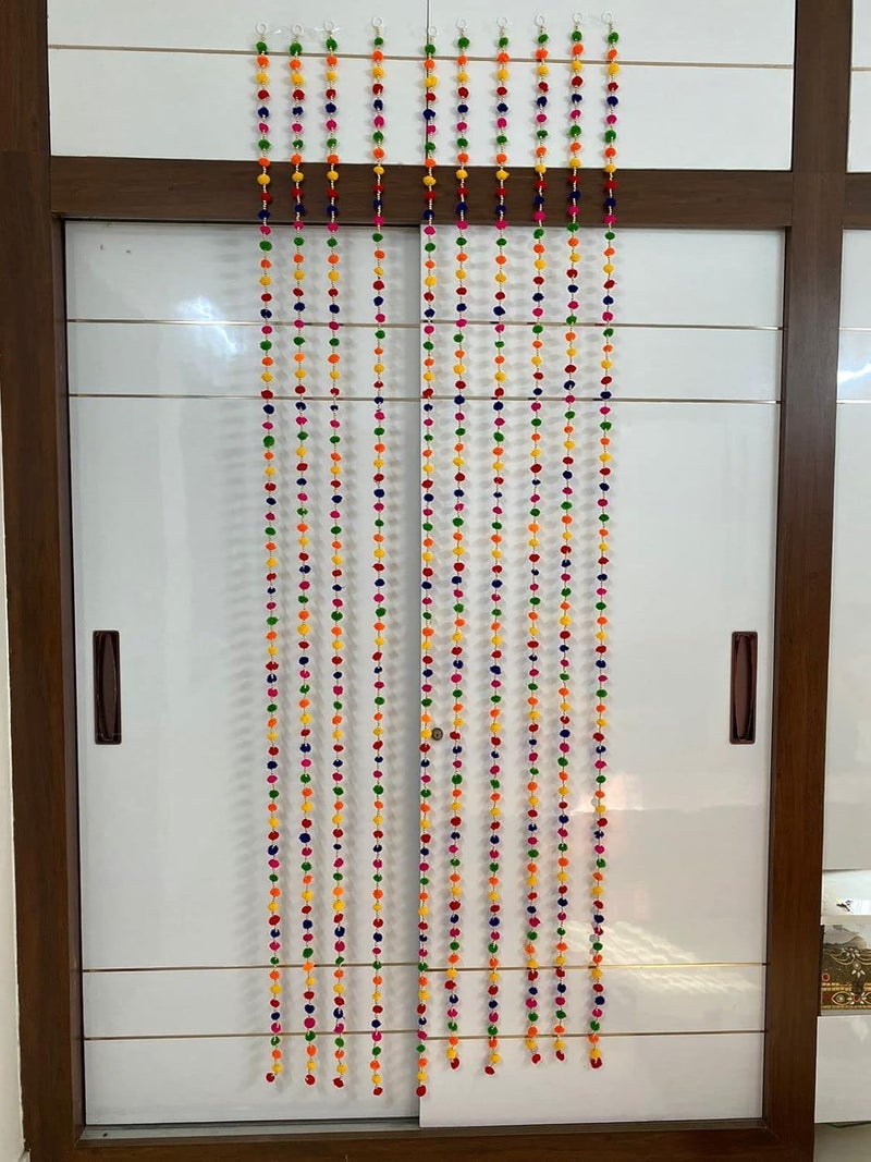 MAGPIE Magpie Collections Handmade Wall Door Multicolor Hanging Pom Pom Torans Garland Bandhwar with Decoration Item for Home Dcor Diwali FestivalNavratriWedding 8 FT 10 Strings  - Image 1