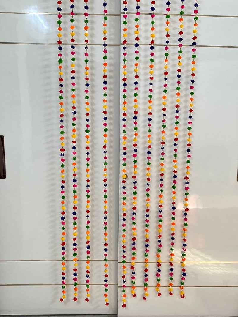 MAGPIE Magpie Collections Handmade Wall Door Multicolor Hanging Pom Pom Torans Garland Bandhwar with Decoration Item for Home Dcor Diwali FestivalNavratriWedding 8 FT 10 Strings  - Image 2