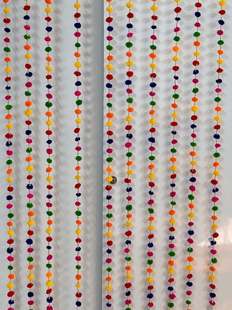 MAGPIE Magpie Collections Handmade Wall Door Multicolor Hanging Pom Pom Torans Garland Bandhwar with Decoration Item for Home Dcor Diwali FestivalNavratriWedding 8 FT 10 Strings  - Image 3