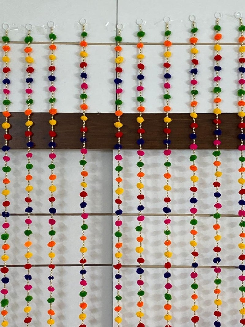 MAGPIE Magpie Collections Handmade Wall Door Multicolor Hanging Pom Pom Torans Garland Bandhwar with Decoration Item for Home Dcor Diwali FestivalNavratriWedding 8 FT 10 Strings  - Image 5