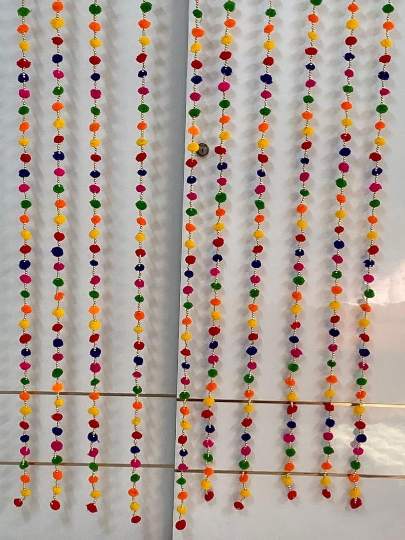 MAGPIE Magpie Collections Handmade Wall Door Multicolor Hanging Pom Pom Torans Garland Bandhwar with Decoration Item for Home Dcor Diwali FestivalNavratriWedding 8 FT 10 Strings  - Image 4
