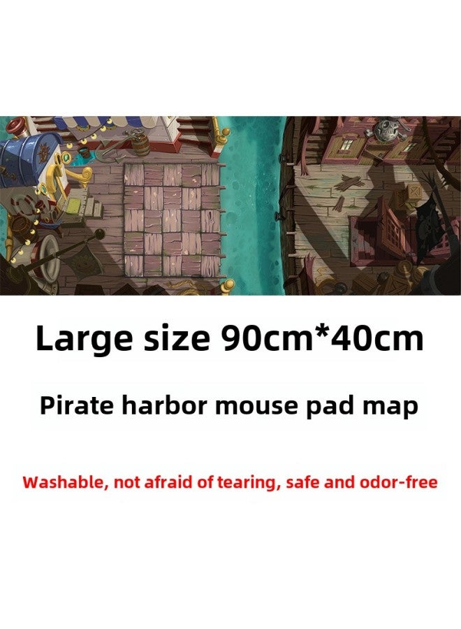 Plant Wars Map Accessories Non-slip Mouse Pad Map Generation Paper Map Cloth Texture Parent-child Interactive Map-Color:90*40 Pirate Harbor Mouse Pad Map (bag)  - Image 1