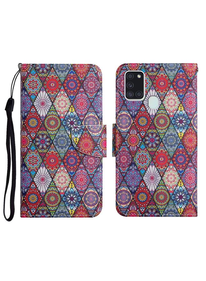 إيروريكس جراب لهاتف Samsung Galaxy A21s، جراب جلدي أفقي قابل للطي بنمط مرسوم مع حامل وفتحة بطاقة ومحفظة - Image 1