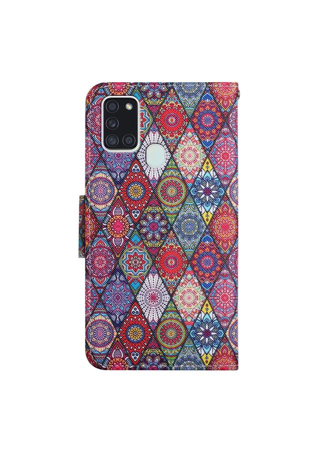 إيروريكس جراب لهاتف Samsung Galaxy A21s، جراب جلدي أفقي قابل للطي بنمط مرسوم مع حامل وفتحة بطاقة ومحفظة - Image 3