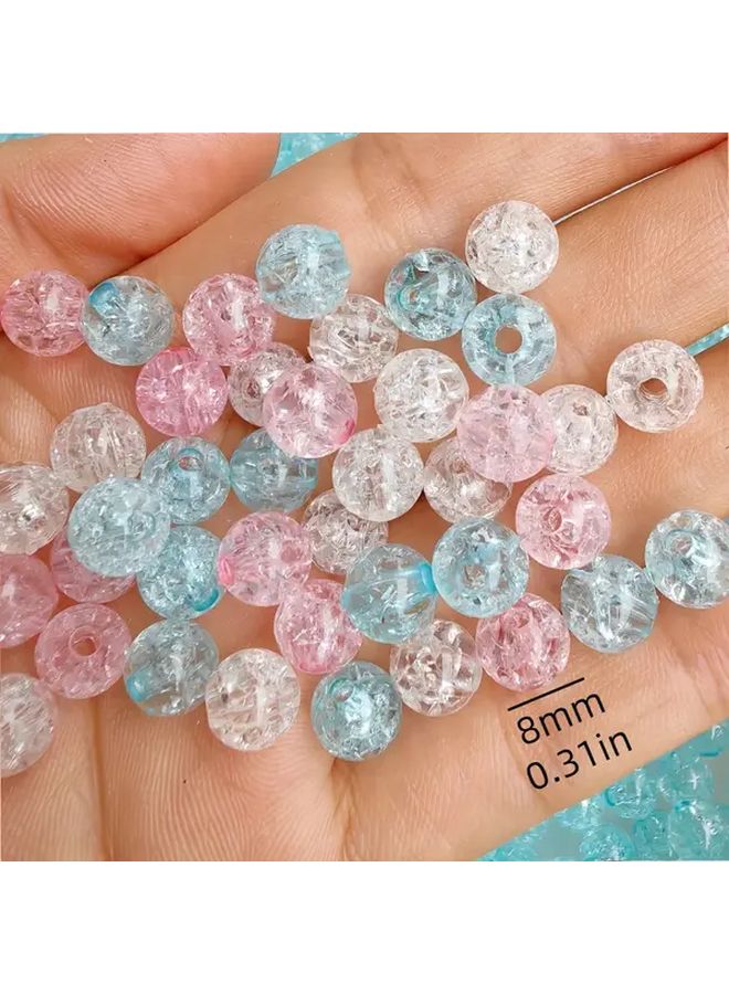 100 قطعة من خرز الزجاج المتشقق 8 مم، خرز أكريليك أحمر مستدير فضفاض لصنع المجوهرات DIY - Image 4