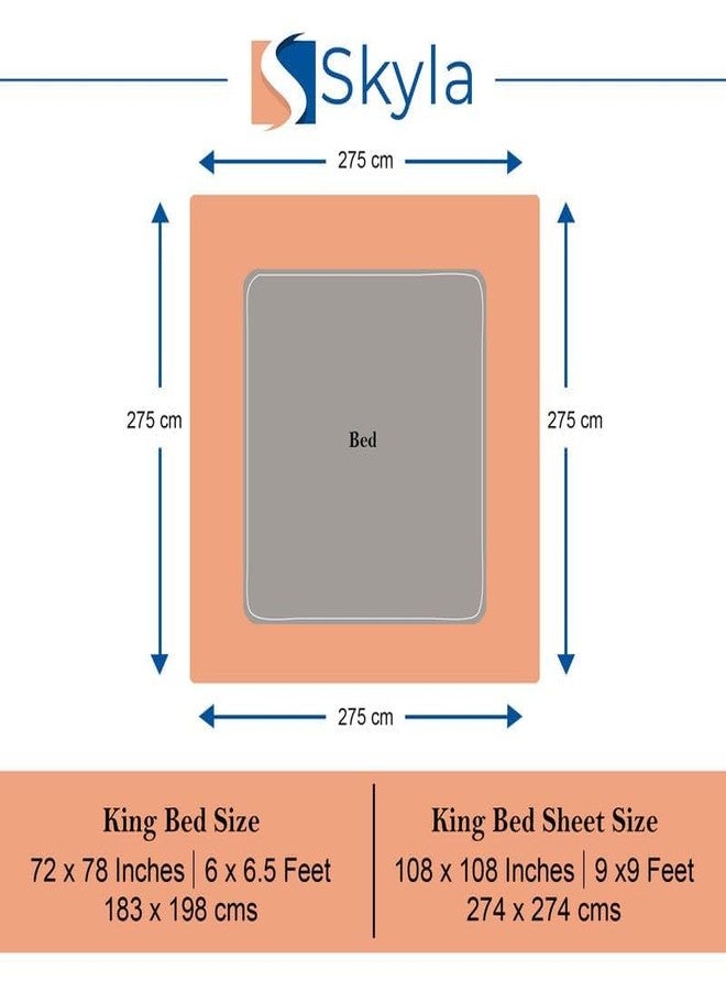 Skyla Bedsheet for Double Bed| King Size 400 TC Cotton| 108 * 108 Inch Bedsheet|King Size Bedsheet with 2 Pillow Covers(FROSTYLAVENDER) - Image 5
