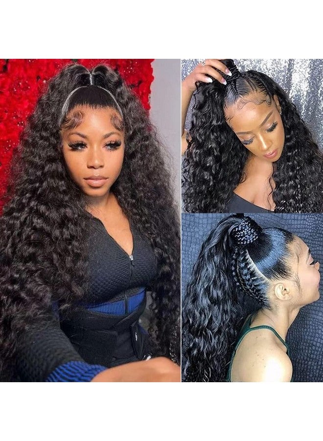 Healthair 10A Transparent 360 Lace Front Wigs Human Hair Pre Plucked Deep Wave Lace Front Wigs Human Hair 360 Lace Frontal Wigs For Black Women Natural Hairline Deep Culy 360 Full Lace Human Hair Wigs(18Inch) - Image 1