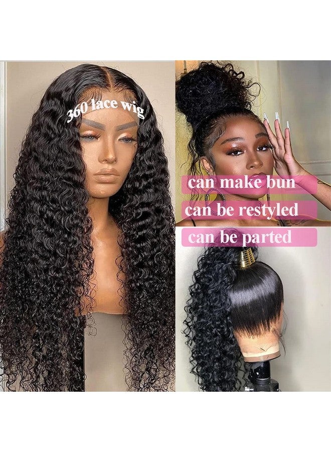 Healthair 10A Transparent 360 Lace Front Wigs Human Hair Pre Plucked Deep Wave Lace Front Wigs Human Hair 360 Lace Frontal Wigs For Black Women Natural Hairline Deep Culy 360 Full Lace Human Hair Wigs(18Inch) - Image 3