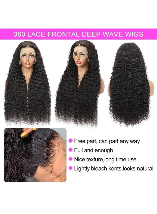 Healthair 10A Transparent 360 Lace Front Wigs Human Hair Pre Plucked Deep Wave Lace Front Wigs Human Hair 360 Lace Frontal Wigs For Black Women Natural Hairline Deep Culy 360 Full Lace Human Hair Wigs(18Inch) - Image 5