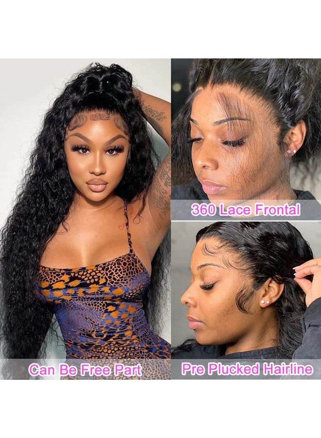 Healthair 10A Transparent 360 Lace Front Wigs Human Hair Pre Plucked Deep Wave Lace Front Wigs Human Hair 360 Lace Frontal Wigs For Black Women Natural Hairline Deep Culy 360 Full Lace Human Hair Wigs(18Inch) - Image 4