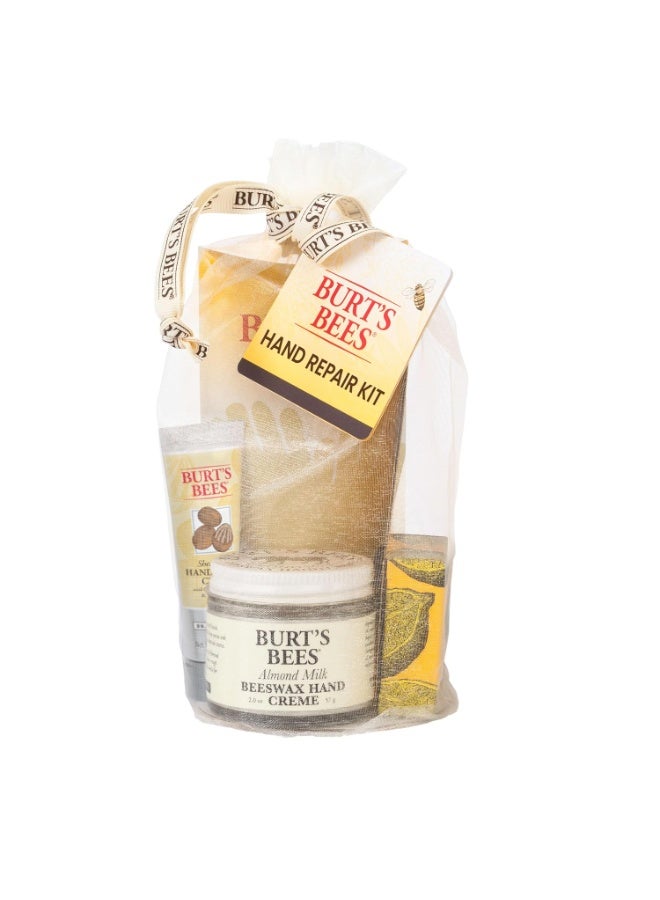 Burt's Bees Almond & Milk Hand Cream – 56.6 g | Lemon Butter Cuticle Cream – 17 g | Burt's Bees Hand Salve | Burt's Bees Lip Balm | Pack Of 4 - Image 1