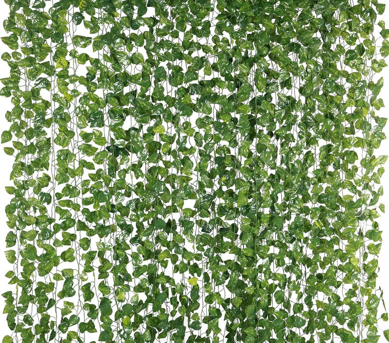 Yatim 78-Ft 12 Pack Silk Artificial Ivy Vines Leaf Garland Plants Hanging Wedding Garland Fake Foliage Flowers Home Kitchen Garden Office Wedding Wall Decor - Image 1
