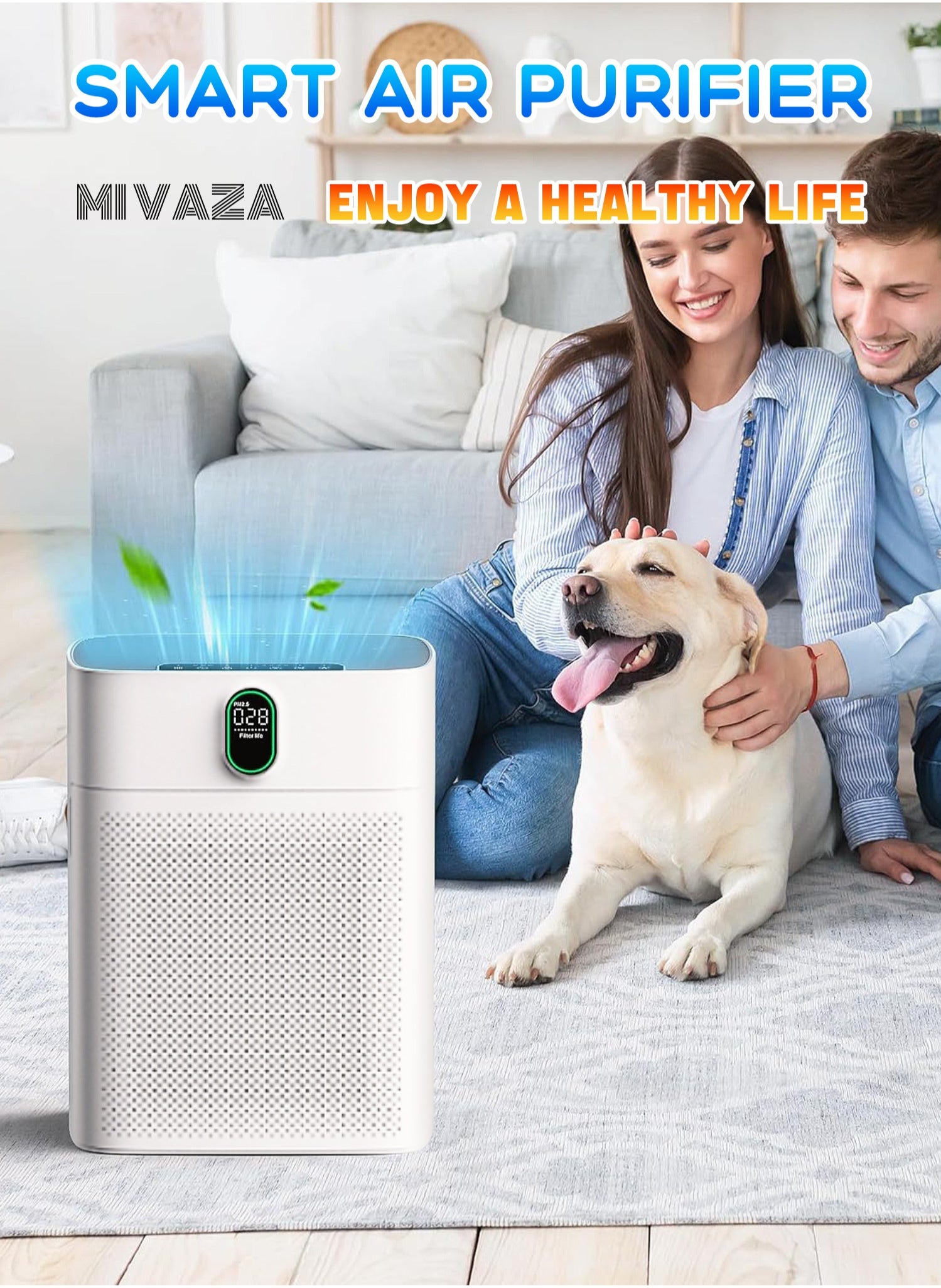 Smart Air Purifier - PM2.5 Digital Display - Air Cleaner with HEPA Filter - Deodorization, Sterilization, Remove Formaldehyde - Essential Appliances for Home and Office 