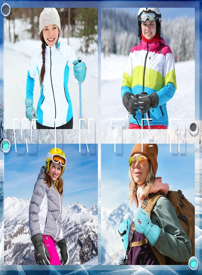 Jeere 2 Pairs Winter Ski Gloves Men Women Waterproof Snow Gloves Adjustable Nonslip Windproof Snowboard Mittens with Zipper Strap Hook Pocket for Men Women Cold Weather(Grey,Lake Blue) - Image 5