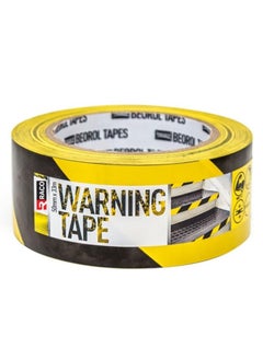 RACO RACO Beorol Warning Tape | Self-Adhesive Warning Tape for Construction Site Marking 50mm x 33m | Ideal for Home, Warehouse, Factory, School, and More (Yellow/Black)  - Image 1