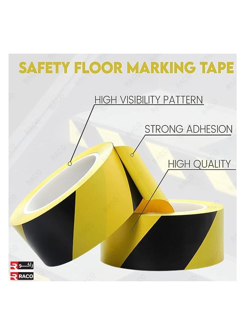 RACO Beorol Warning Tape | Self-Adhesive Warning Tape for Construction Site Marking 50mm x 33m | Ideal for Home, Warehouse, Factory, School, and More (Yellow/Black) - Image 3