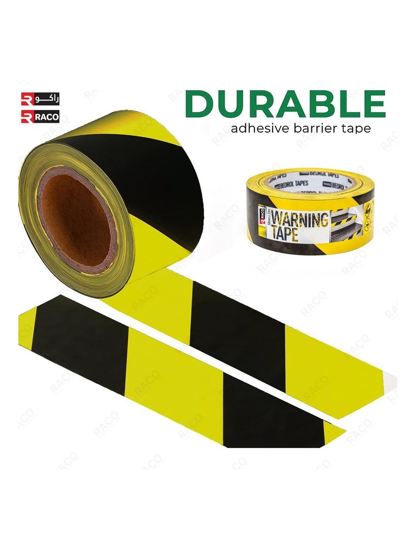 RACO Beorol Warning Tape | Self-Adhesive Warning Tape for Construction Site Marking 50mm x 33m | Ideal for Home, Warehouse, Factory, School, and More (Yellow/Black) - Image 5
