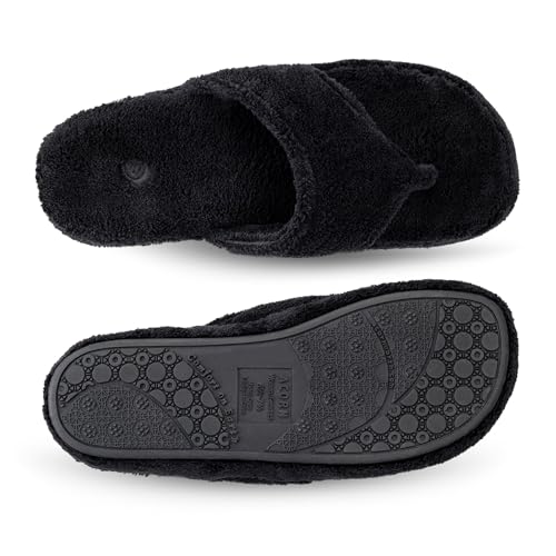 Acorn Women's Spa Thong Slippers with Cloud Contour Comfort - Arch Support and Plush Fluffy Terry Lining, Perfect for Beach, Camping, Poolside, or Bathroom Wear, Black, 8 - 9 - Image 5