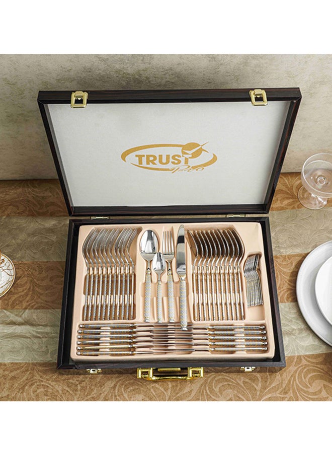 Trust 86-Piece Stainless Steel Cutlery Set Silver/Gold, Service for 12  - Image 5