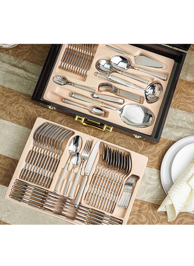 Trust 86-Piece Stainless Steel Cutlery Set Silver/Gold, Service for 12  - Image 2