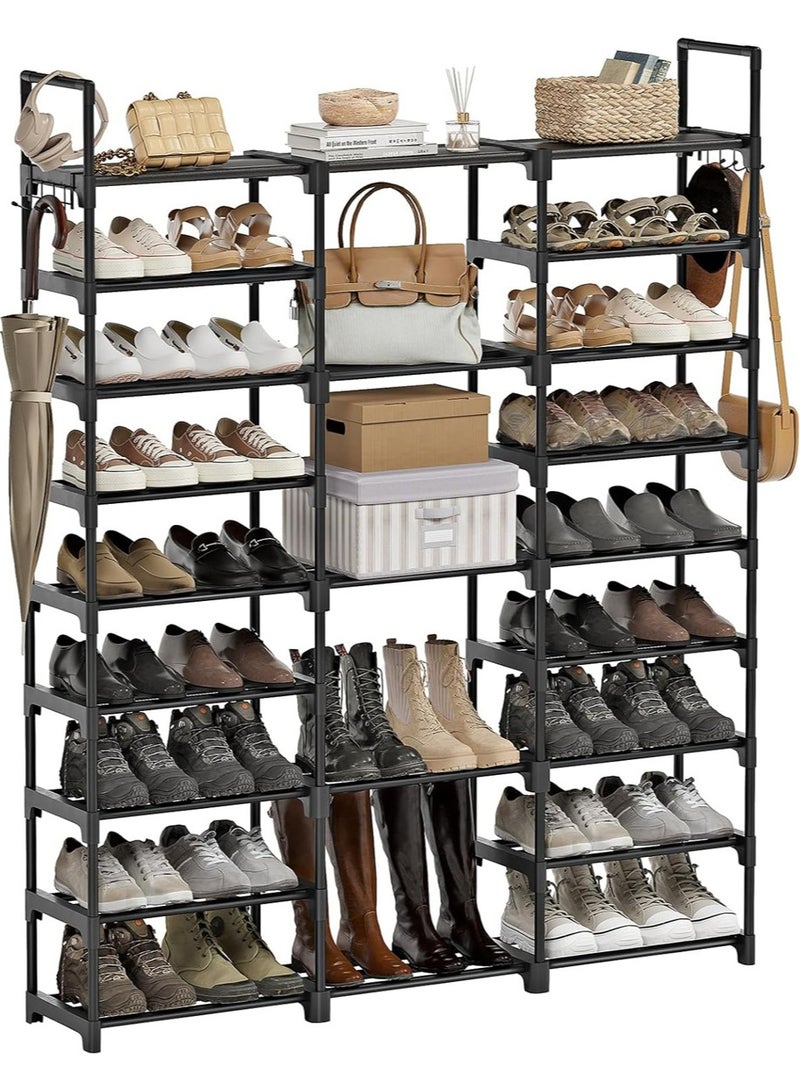 يوجي 9 طبقة تخزين حذاء حامل أسود 128x30x155cm - Image 1