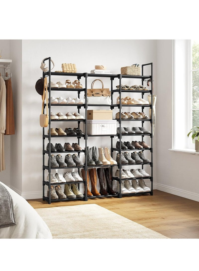 يوجي 9 طبقة تخزين حذاء حامل أسود 128x30x155cm - Image 4